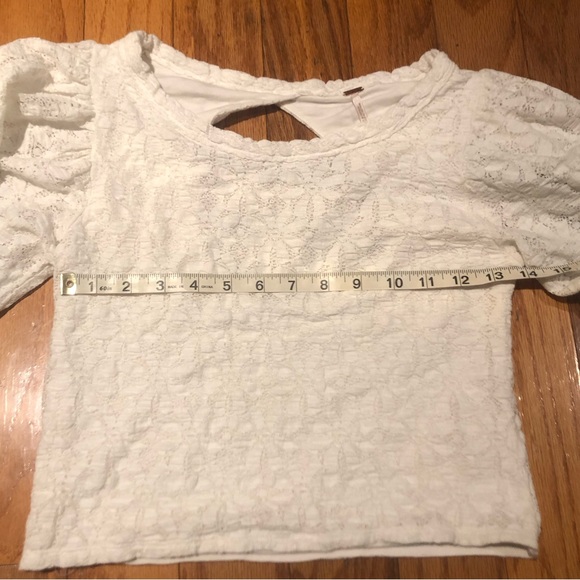 Free People Teatime Top Puff Sleeve Open Back Lace Top Size Small - Picture 7 of 10